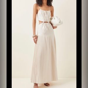 Jonathan Simkhai REM Pleated Cutout Poplin Maxi Dress
